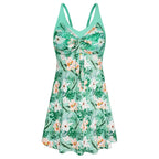 V-neck tropical floral print swimsuit and bottoms set