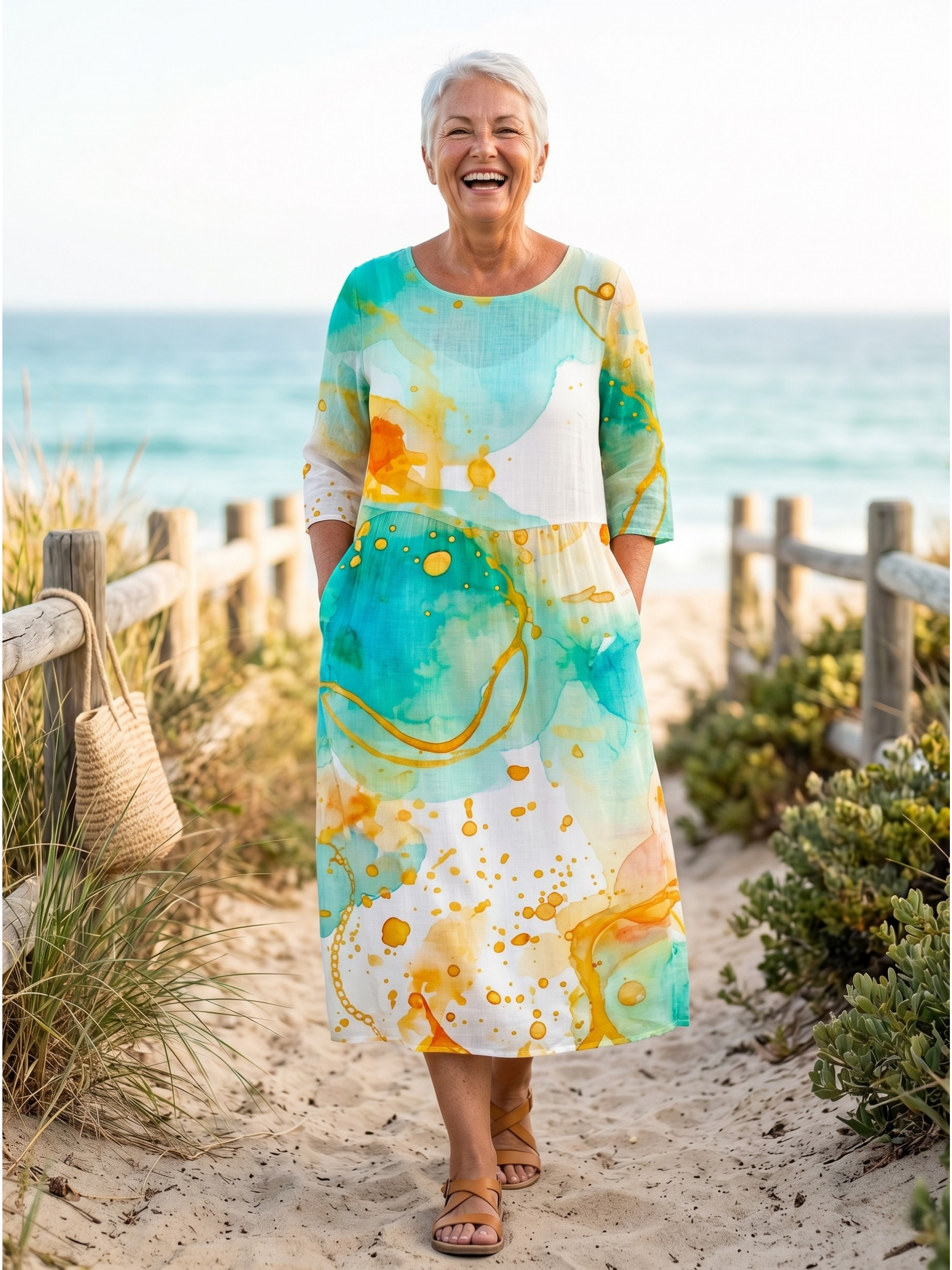 KEELY™  - ELEGANT SUNSET FLOWER DRESS