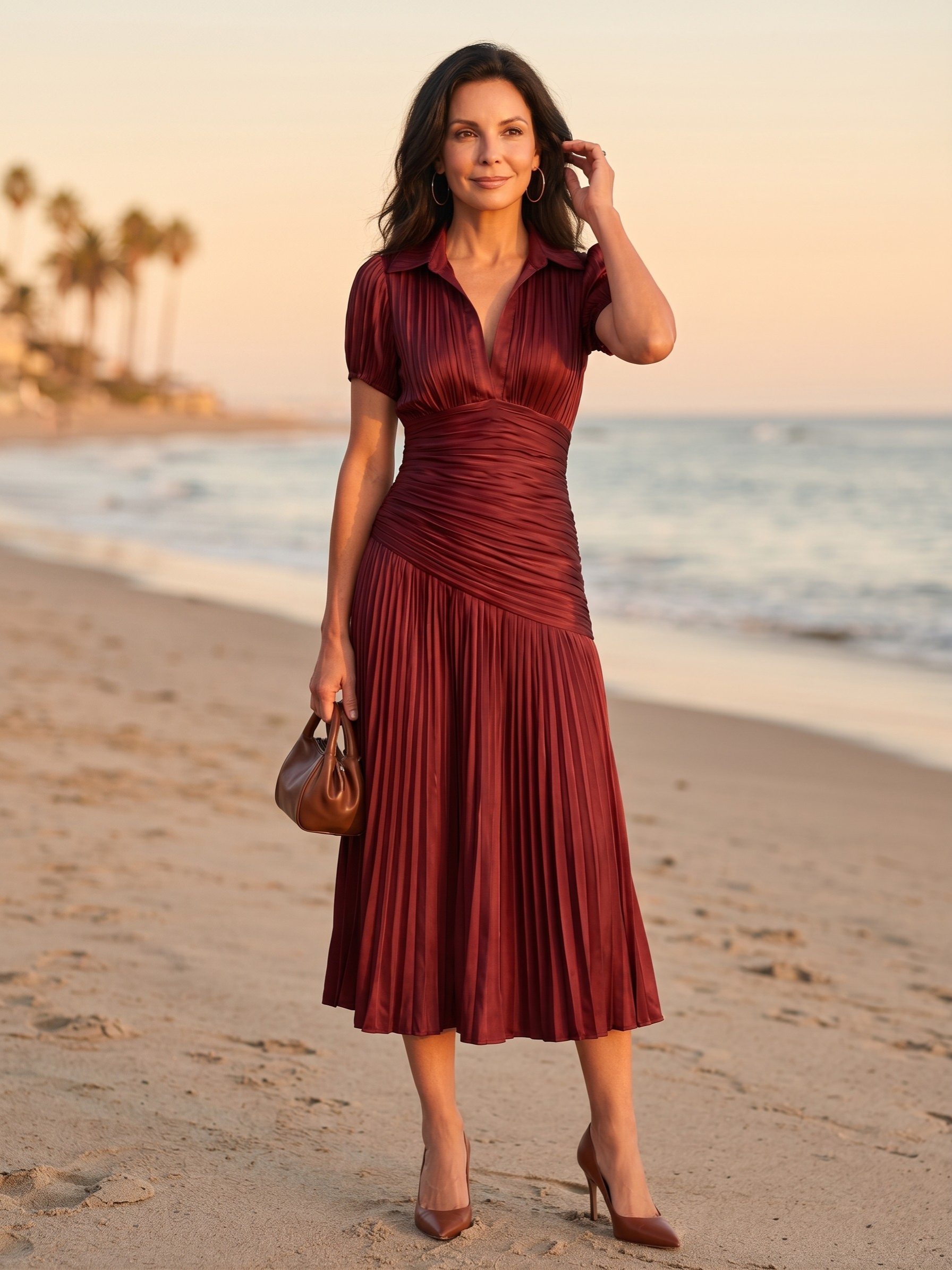 THEODORA™ - PLEATED WAISTLINE MIDI DRESS