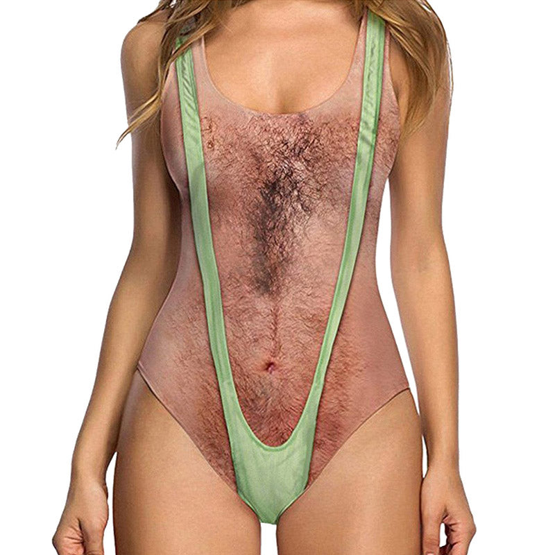 Fun and realistic printed onesie swimsuit