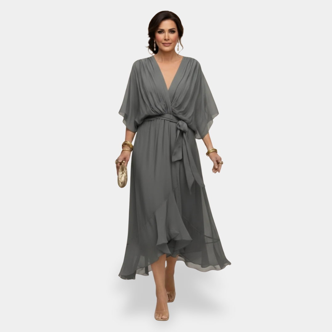 MARTA™ - CHIFFON V-NECK MAXI DRESS