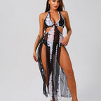 Halter-Neck Cutout Tie-Dye Swimsuit & Beach Dress