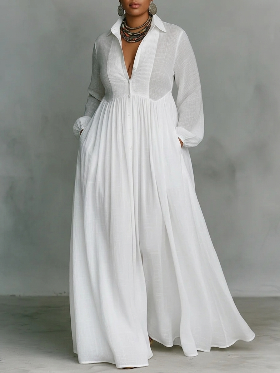 GLORIA™ - LINEN PATCHWORK MAXI DRESS