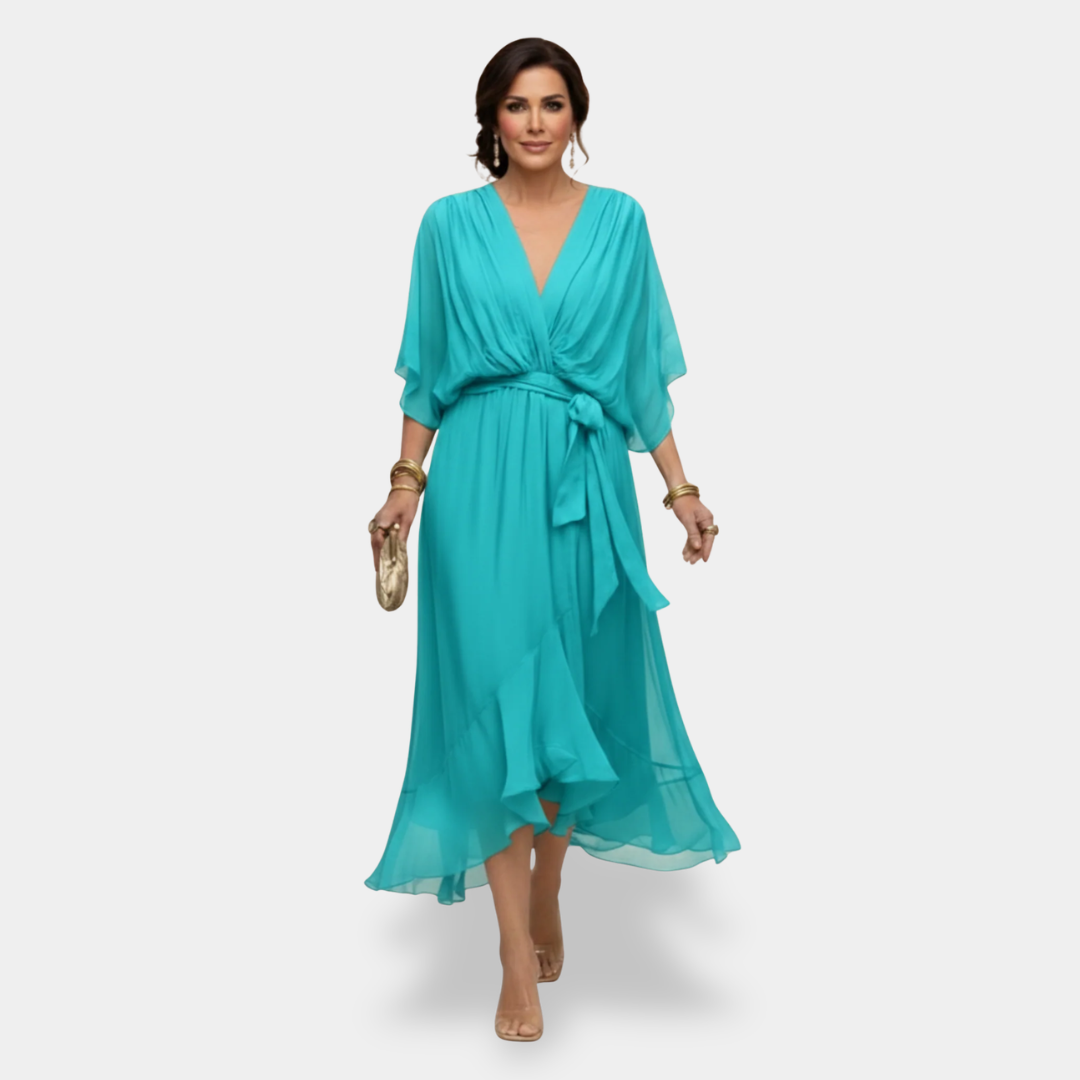 MARTA™ - CHIFFON V-NECK MAXI DRESS