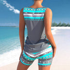 V-neck cross-print swimsuit set