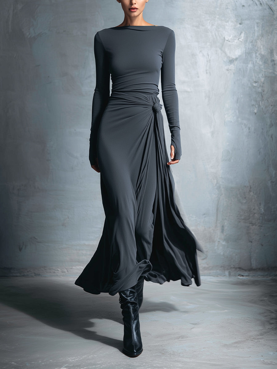 MILDRED™ · ELEGANT SIDE-KNOT MAXI DRESS