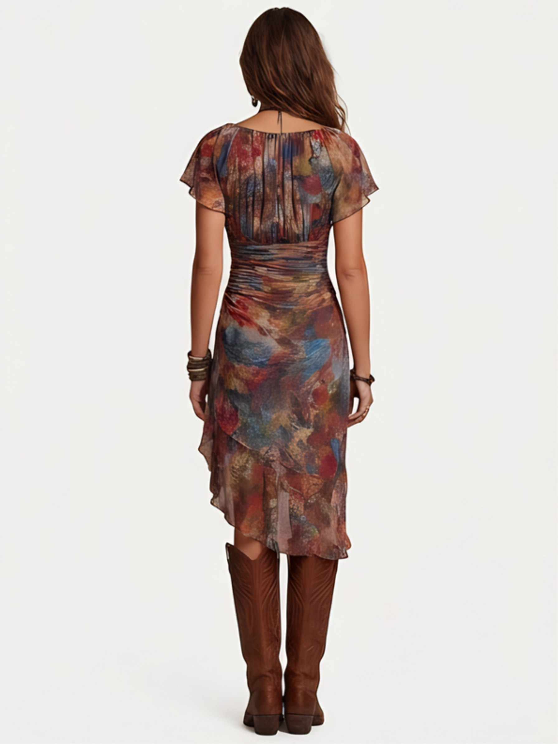 JUDY™ - BOHEMIAN PLEATED V-NECK MIDI DRESS