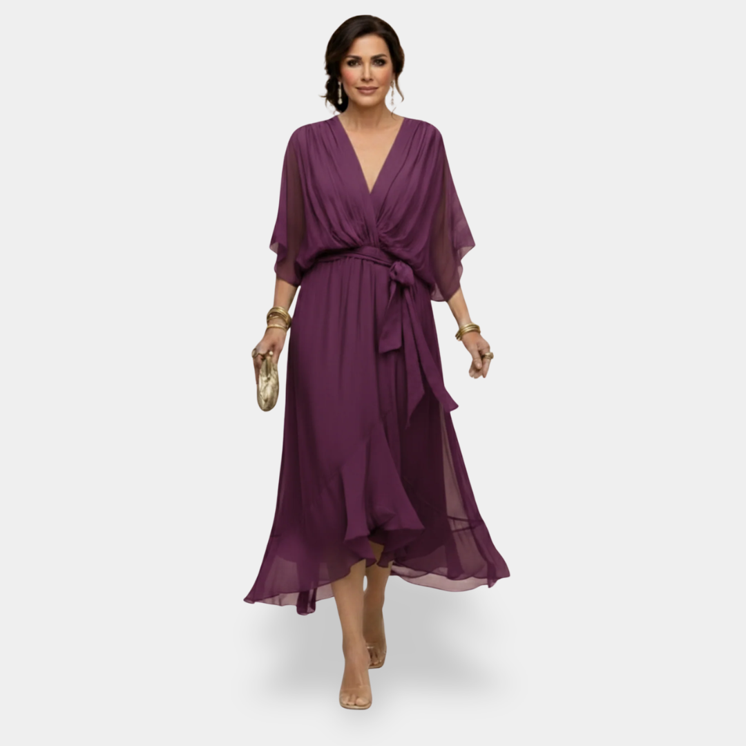 MARTA™ - CHIFFON V-NECK MAXI DRESS