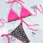 Leopard Print Lace-Up Backless Two-Piece Swimsuit
