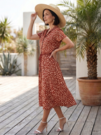 Belladonna | Printed Button Front Belted Midi Dress