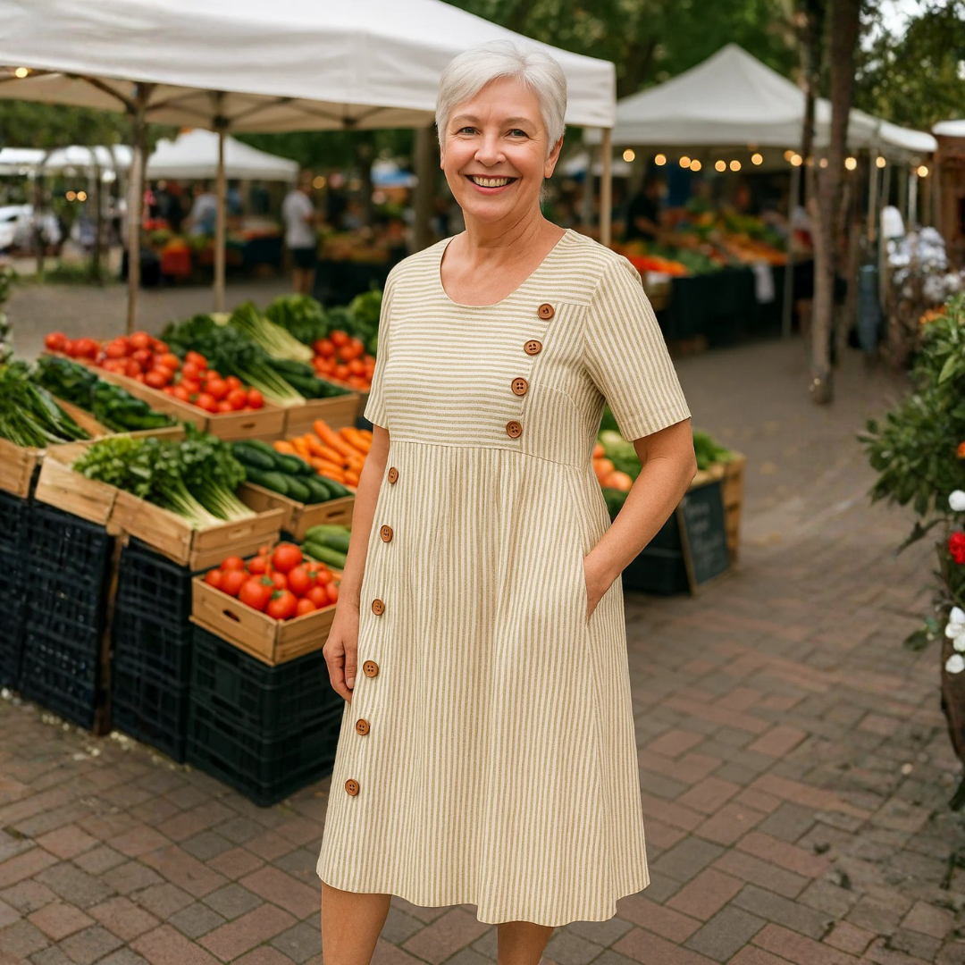 BRIENNE™ - ELEGANT STRIPED MIDI DRESS