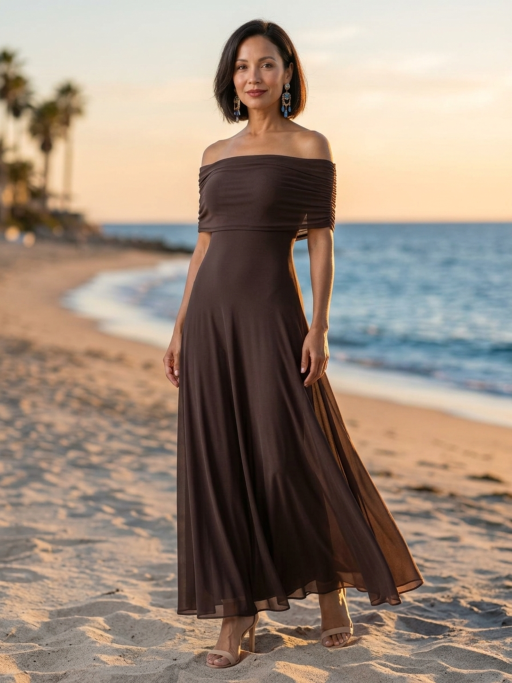 JUNE™ - OFF SHOULDER DRAPED MIDI DRESS