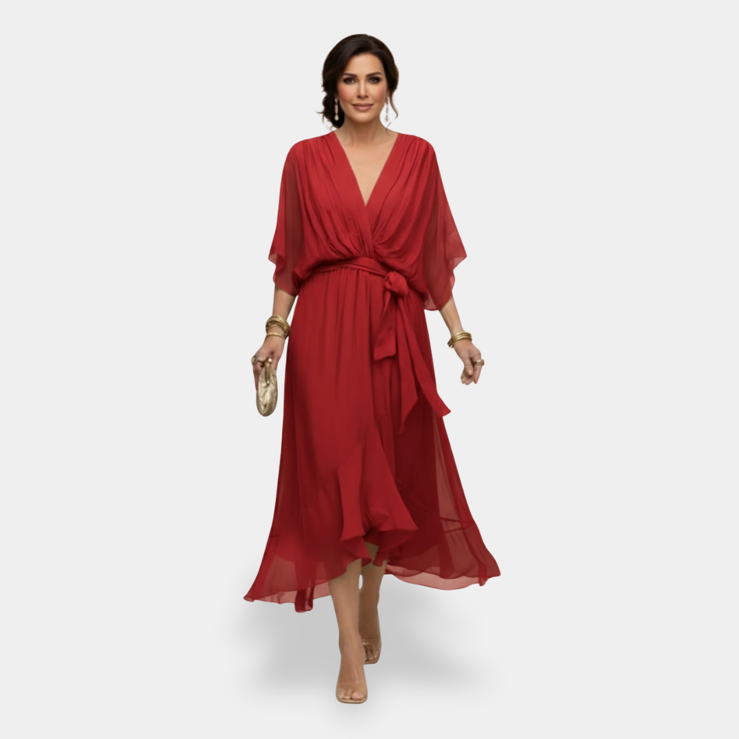 MARTA™ - CHIFFON V-NECK MAXI DRESS