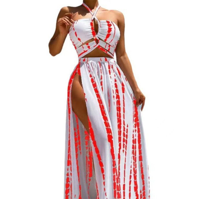 Printed 3-Piece Cutout Swimsuit Set