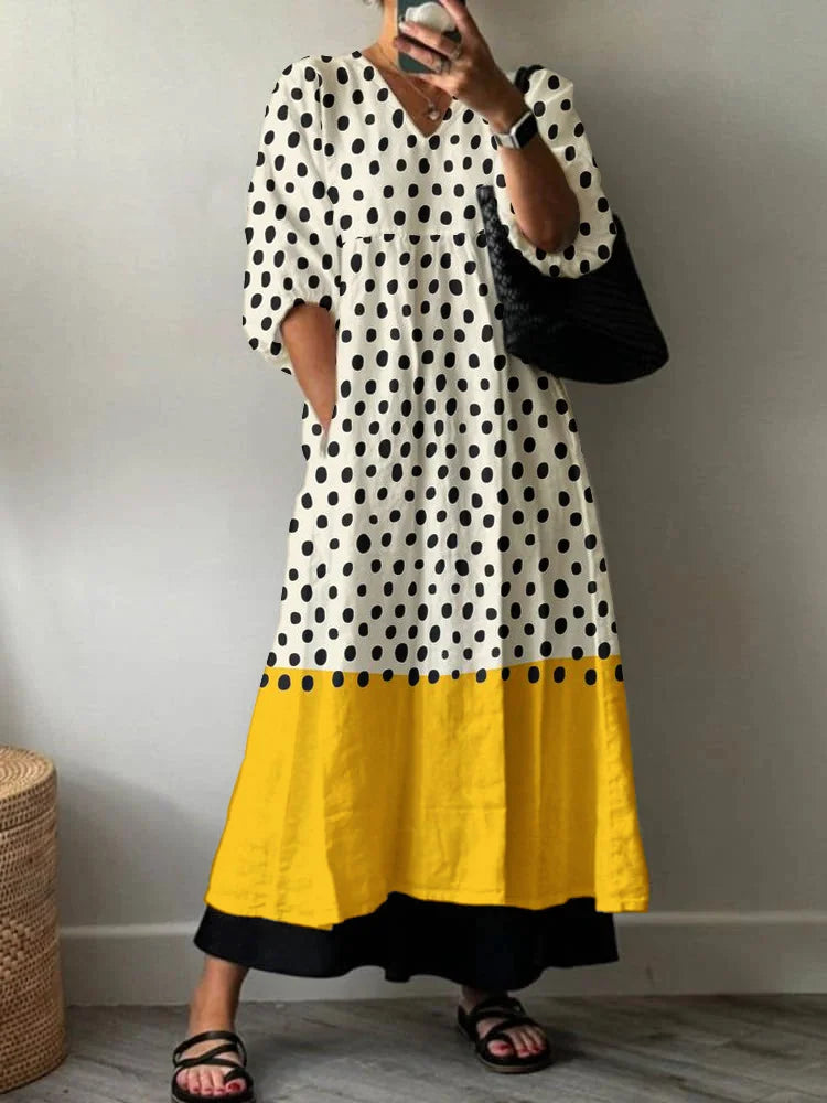 NAOMI™ - ELEGANT POLKA DOT MAXI DRESS