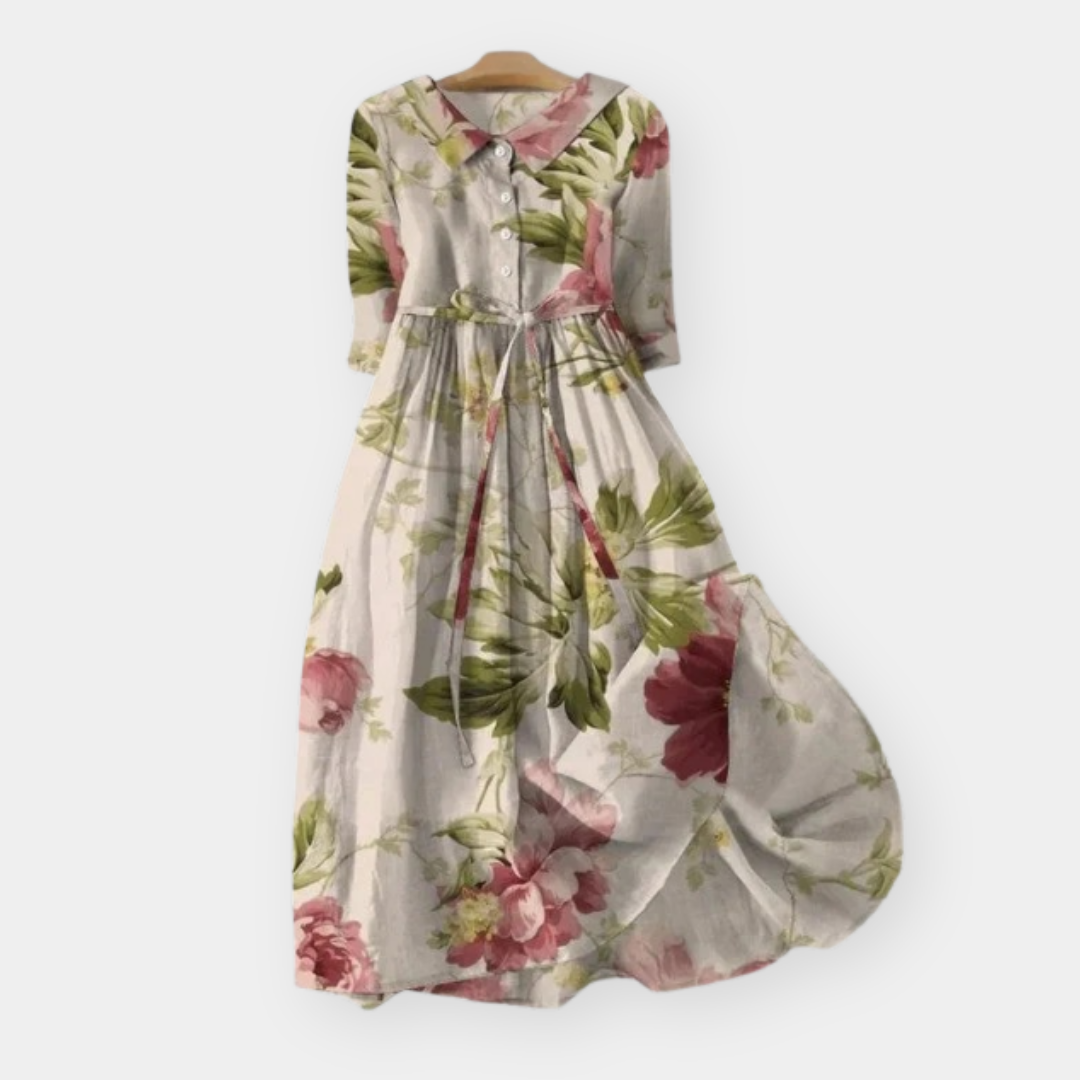 ELAINA™ - ELEGANT FLORAL MIDI DRESS