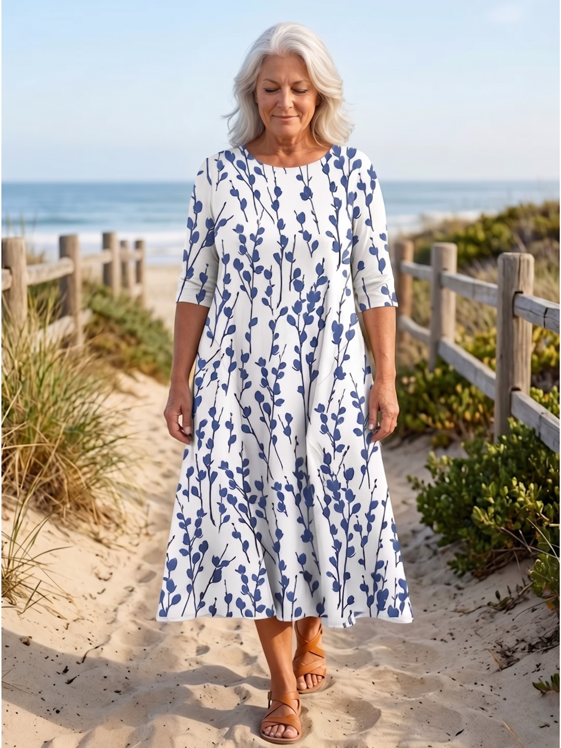 ANNIE™  - COASTAL BLOOM MIDI DRESS