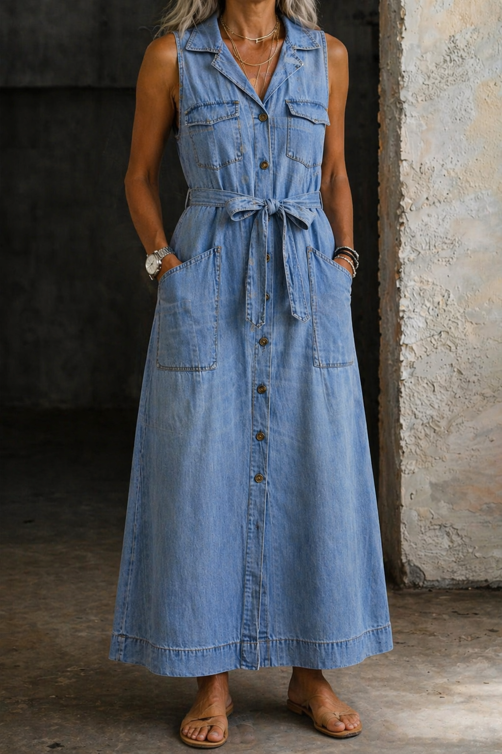 SUSAN™ - ELEGANT DENIM MAXI DRESS