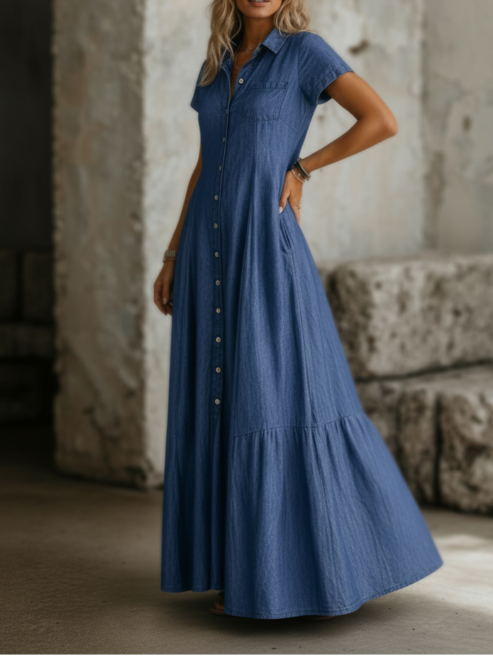 ELIZA™ - ELEGANT DENIM MAXI DRESS