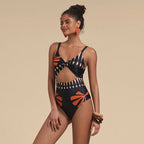 Printed One Piece Swimsuit with Sheer Cover Up Pants Set