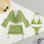 Draped Mesh Four-Piece Set
