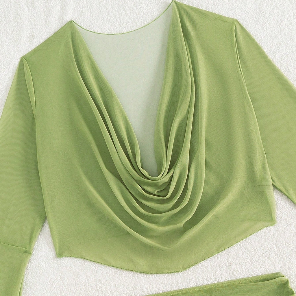 Draped Mesh Four-Piece Set