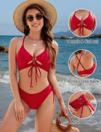 Front Lace-Up Tie-Side Bikini Set