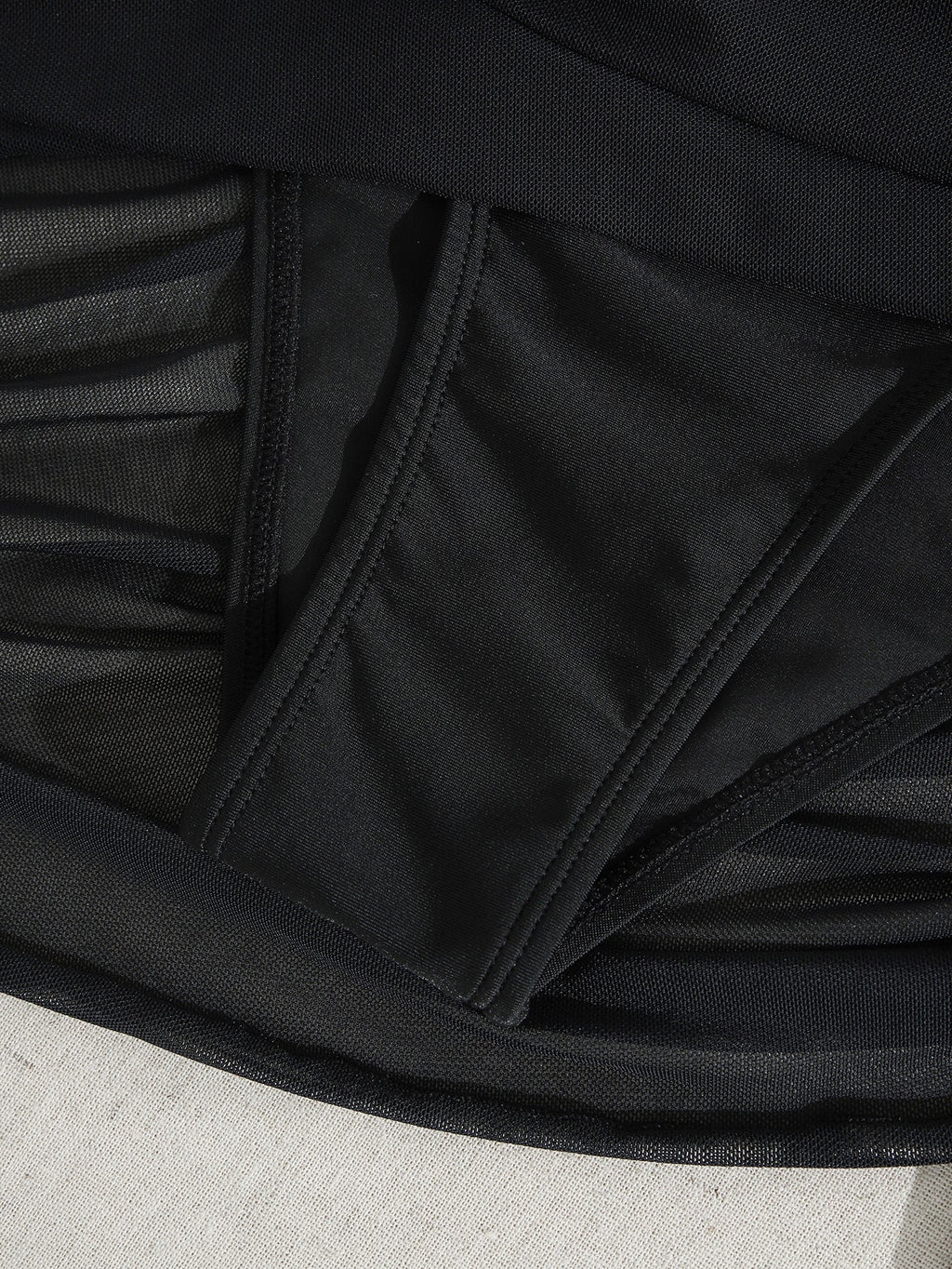 One-Shoulder Mesh Cutout Ruched Swim Dress