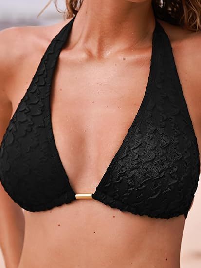 Textured Halter Bikini Set with Ruched Slit Skirt