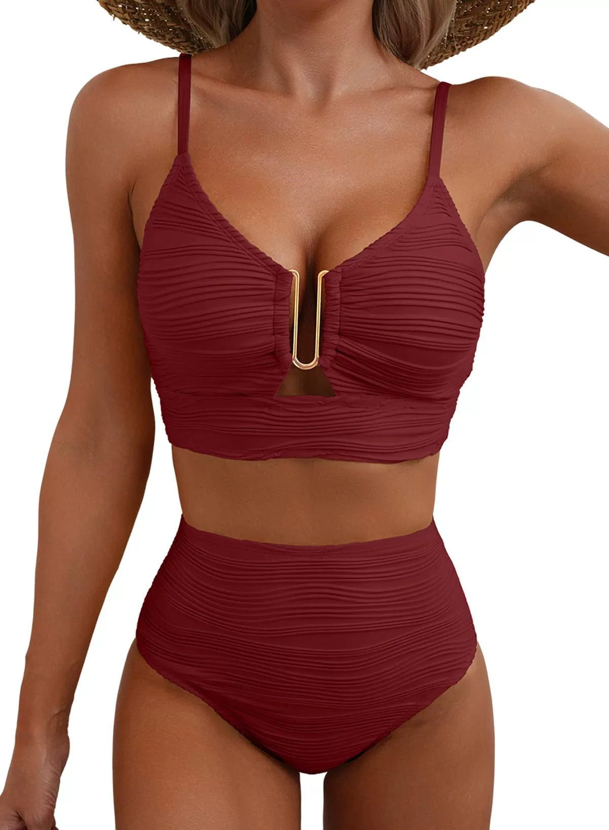 Golden U-Link High-Waisted Bikini Set