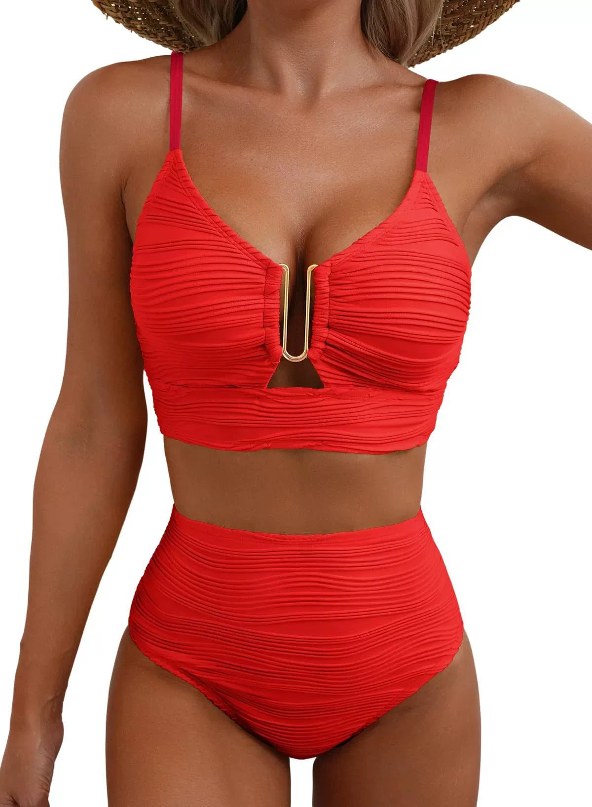 Golden U-Link High-Waisted Bikini Set