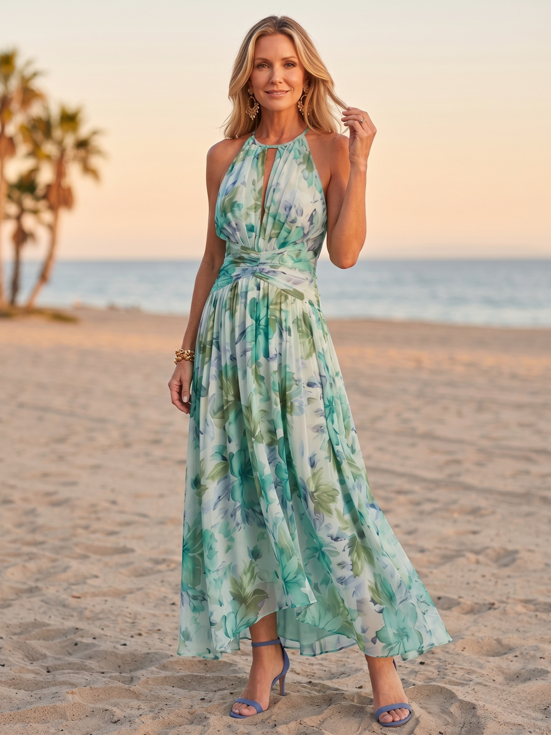 PORTIA™ - PLEATED FLORAL MIDI DRESS