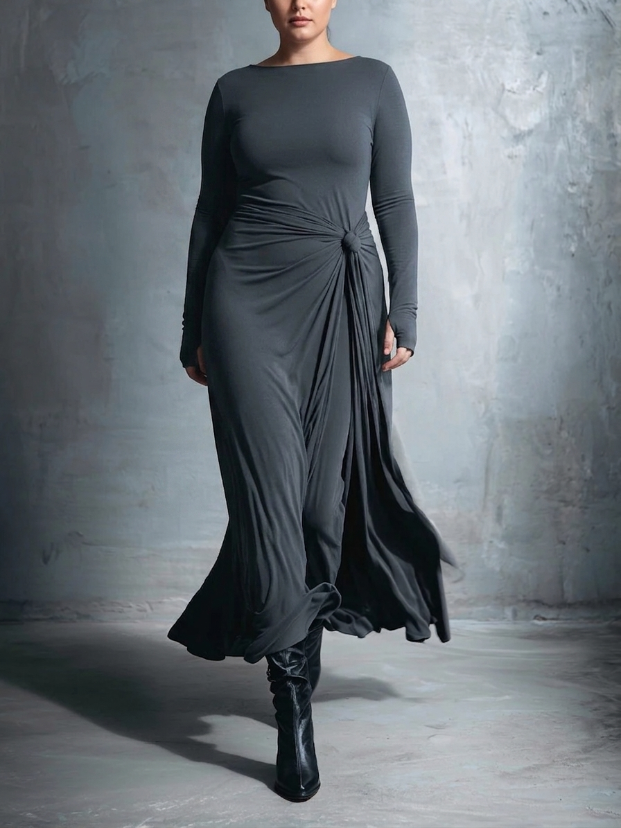 MILDRED™ · ELEGANT SIDE-KNOT MAXI DRESS