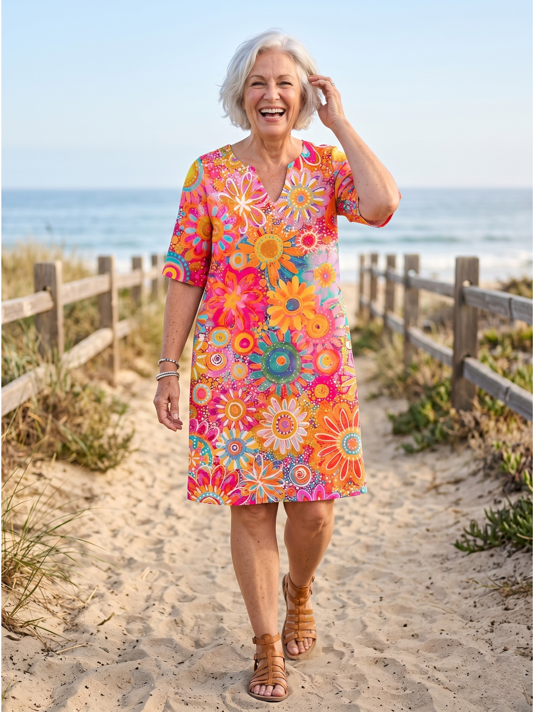 NIRA™ - VIBRANT FLORAL MIDI DRESS