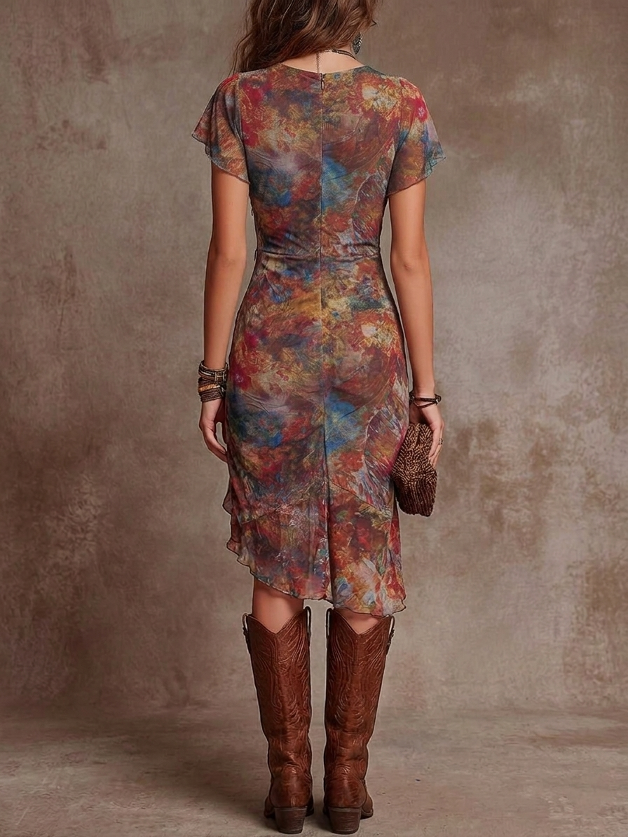 BEVERLY™ - LINEN BOHO PLEATED MIDI DRESS