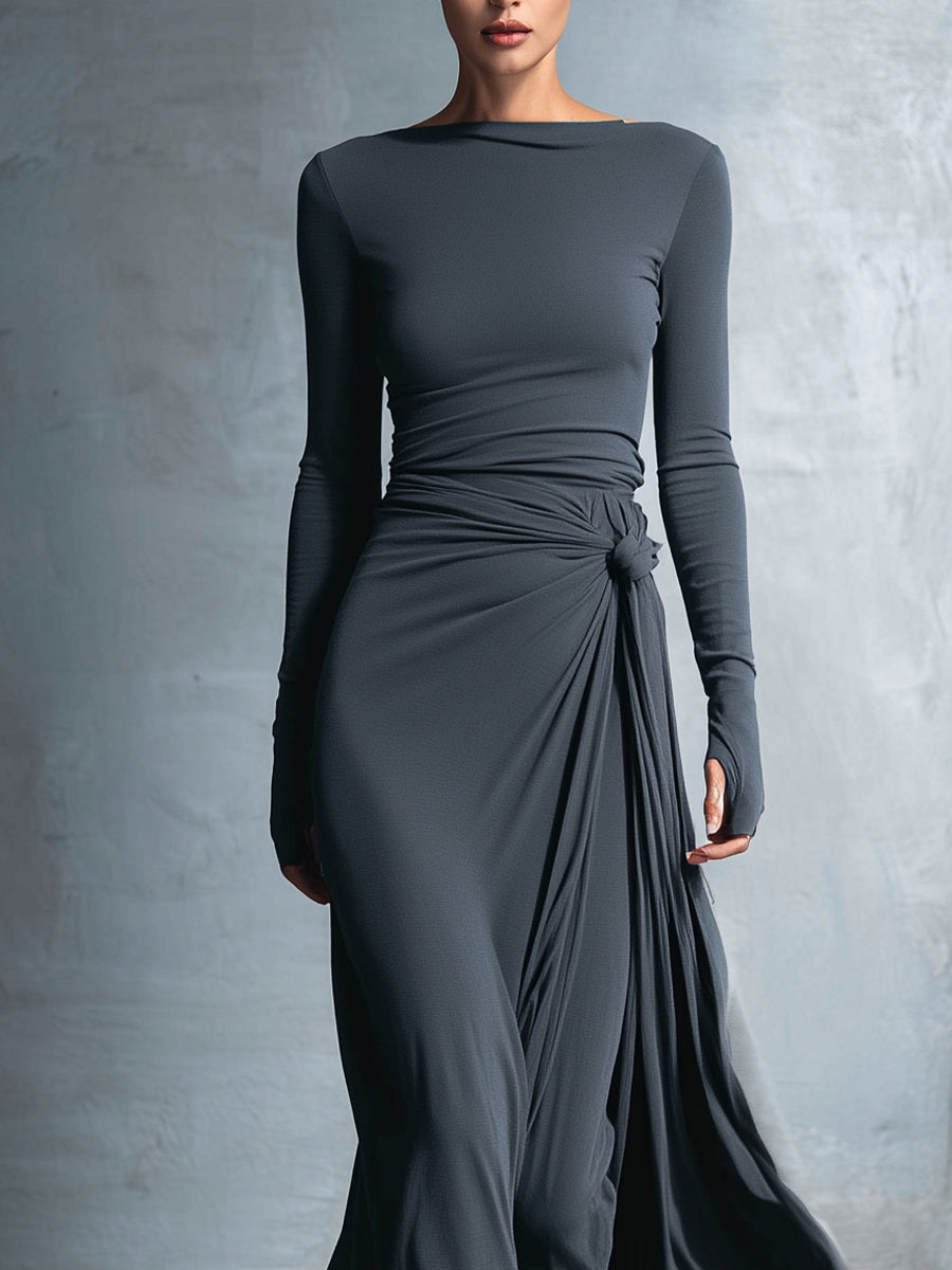 MILDRED™ · ELEGANT SIDE-KNOT MAXI DRESS