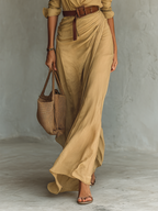 ROSE™ - LINEN NOTCH COLLAR SUMMER MAXI DRESS