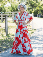 Corinne | V Neck Short Sleeve Floral Maxi Dress