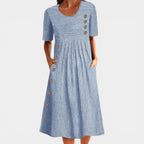 BRIENNE™ - ELEGANT STRIPED MIDI DRESS