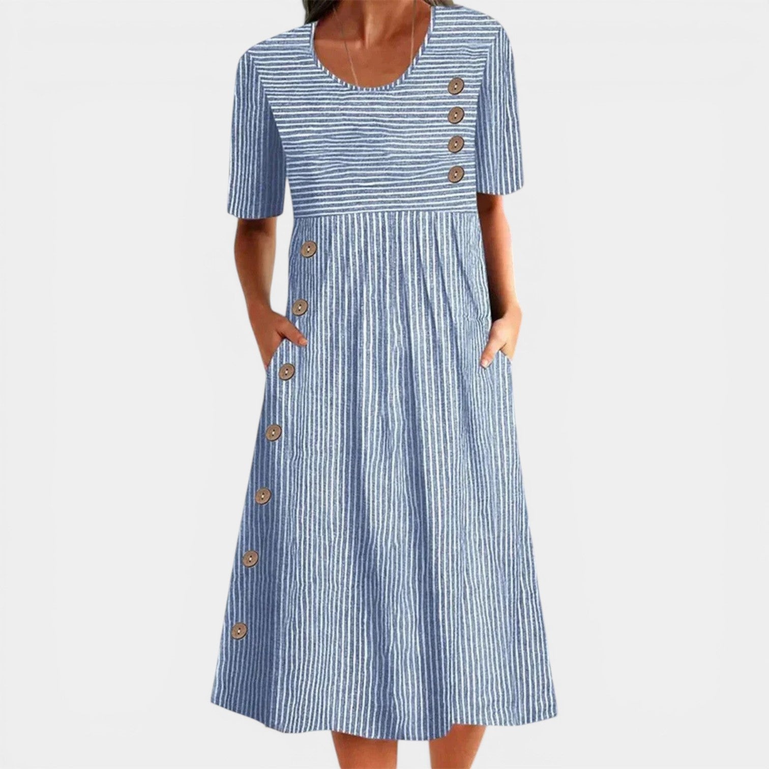 BRIENNE™ - ELEGANT STRIPED MIDI DRESS