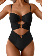 Triple Cutout U-Ring One-Piece Swimsuit