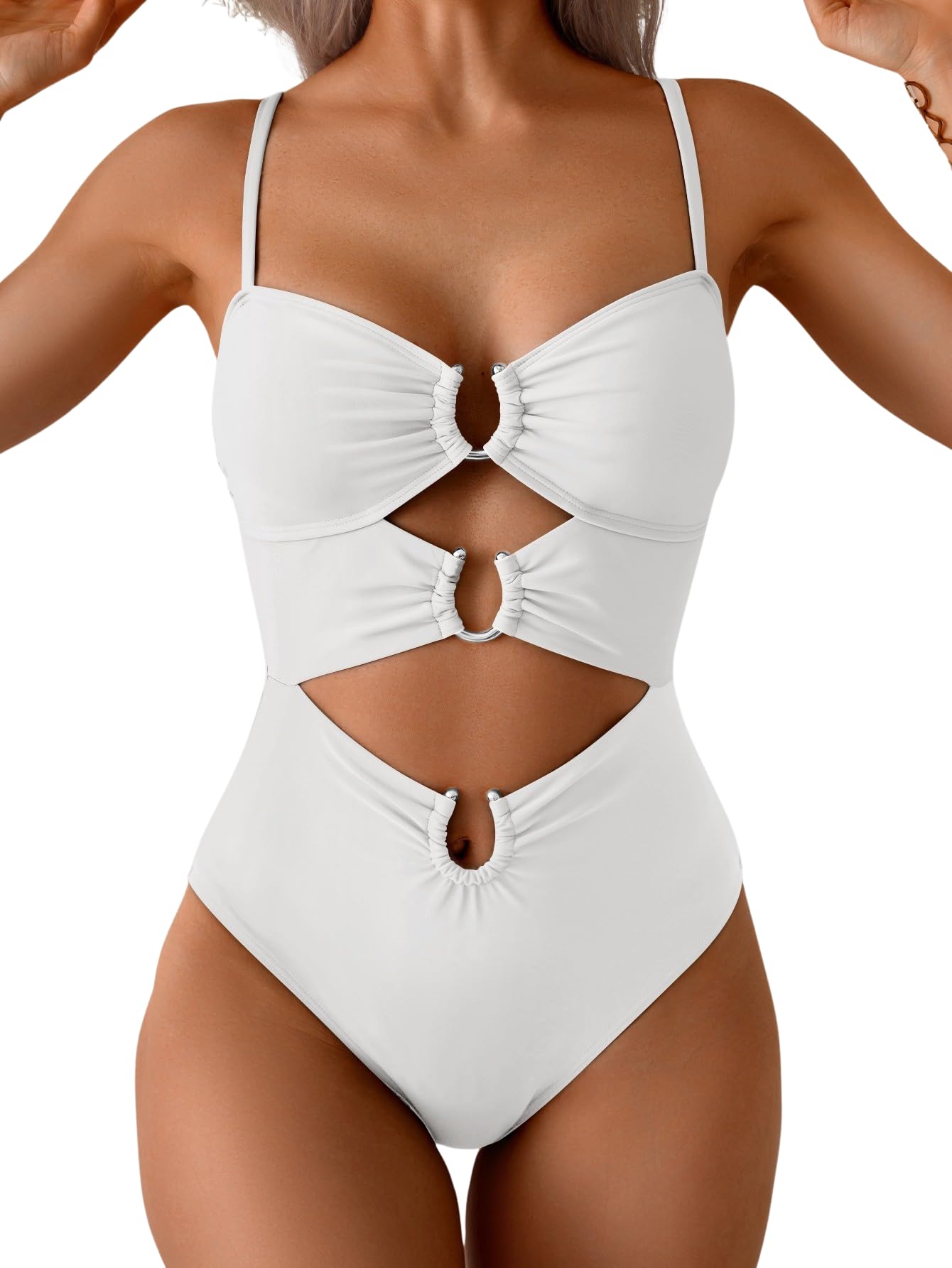 Triple Cutout U-Ring One-Piece Swimsuit