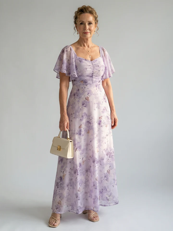 VAELIS™ - FLUTTER SLEEVE MIDI DRESS