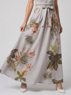 MEADOW™ - DRAPED HALTER BOTNICAL PANEL MAXI DRESS