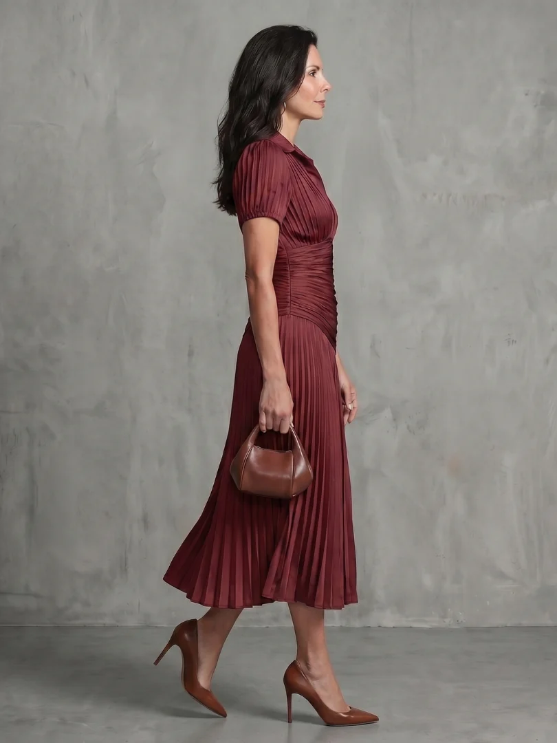 THEODORA™ - PLEATED WAISTLINE MIDI DRESS