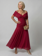 CALEN™ - OFF SHOULDER FLOW MIDI DRESS