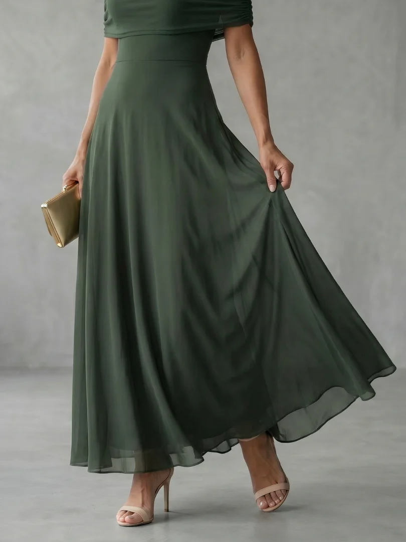 JUNE™ - OFF SHOULDER DRAPED MIDI DRESS