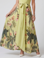MEADOW™ - DRAPED HALTER BOTNICAL PANEL MAXI DRESS