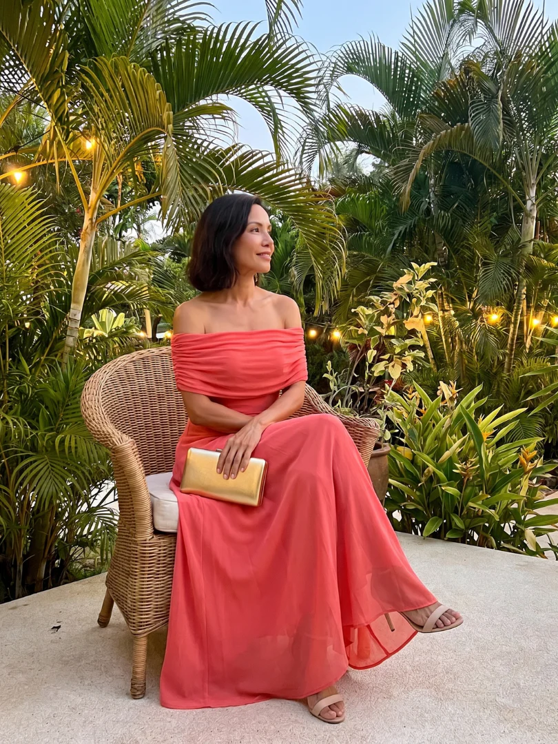 JUNE™ - OFF SHOULDER DRAPED MIDI DRESS