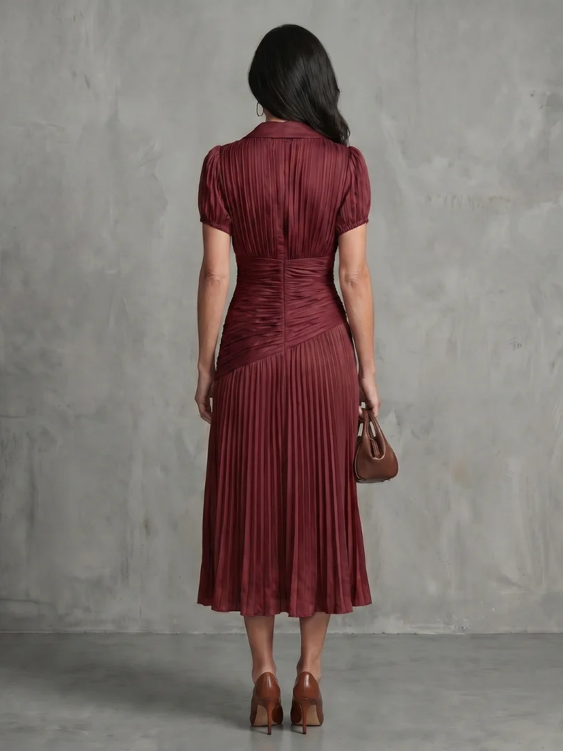 THEODORA™ - PLEATED WAISTLINE MIDI DRESS